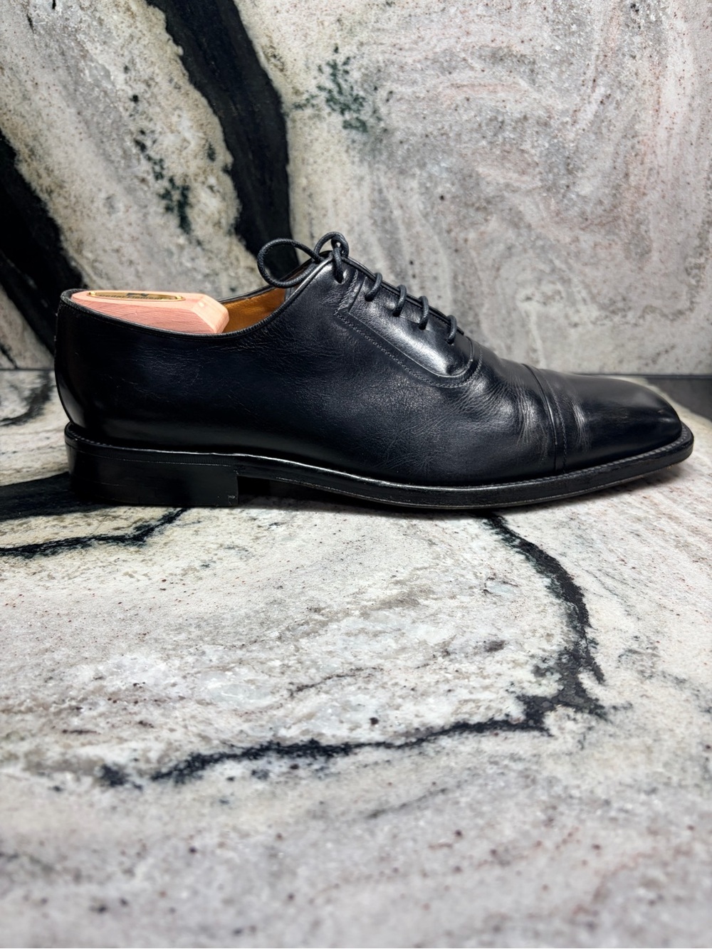 Vintage a.Testoni Wilkes Bashford Black Leather Oxfords Men’s US 9.5 - Picture 5 of 12